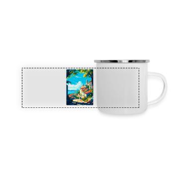 Viana Italie Affiche de voyage vintage WPA Art Souvenir - Mug panoramique émaillé - blanc - Devant