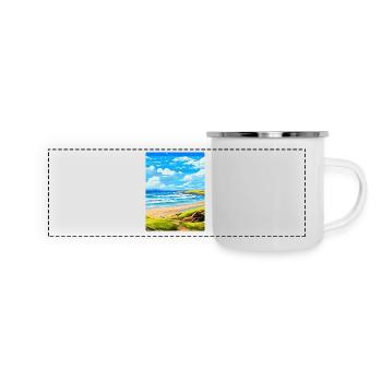 Constantine Bay Cornwall England Vereinigtes Königreich Reiseposter - Panorama Emaille-Tasse - Weiß - Vorne