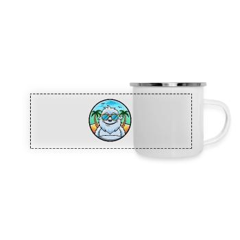 Yeti Lustige Cartoon Sommer Strand Sonnenbrille Aufkleber - Panorama Emaille-Tasse - Weiß - Vorne