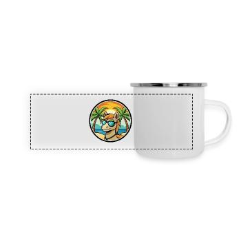 Pony Lustige Cartoon Sommer Strand Sonnenbrille Aufkleber - Panorama Emaille-Tasse - Weiß - Vorne