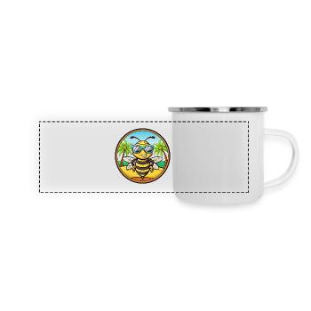 Biene Lustige Cartoon Sommer Strand Sonnenbrille Aufkleber - Panorama Emaille-Tasse - Weiß - Vorne