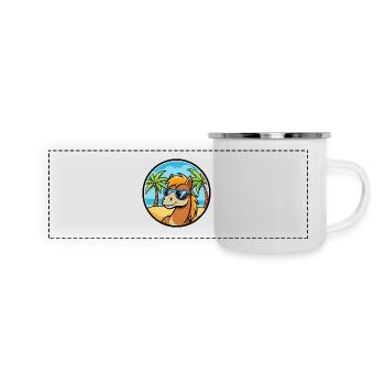 Pony Lustige Cartoon Sommer Strand Sonnenbrille Aufkleber - Panorama Emaille-Tasse - Weiß - Vorne