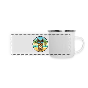 Lancashire Heeler Dog Breed Cartoon Sunglass Beach - Panoramic Camper Mug - white - Front