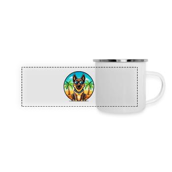 Belgian Malinois Dog Breed Cartoon Sunglass Beach - Panoramic Camper Mug - white - Front