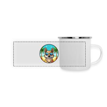 Slovensky Kopov Hunderasse Cartoon Sonnenbrille Strand - Panorama Emaille-Tasse - Weiß - Vorne
