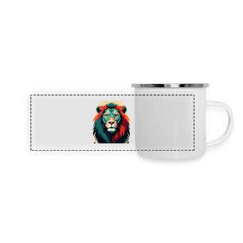Lion Dessin Animé Personnage Animal De Compagnie Coloré - Mug panoramique émaillé - blanc - Devant