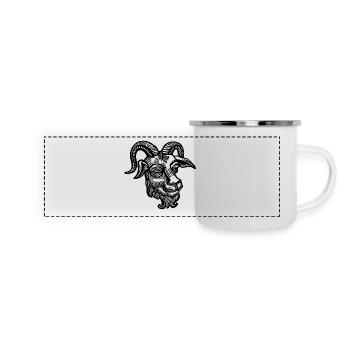 Steinbock Ziege - Panorama Emaille-Tasse - Weiß - Vorne