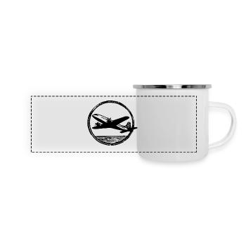 Flugzeug Pilot Flugplatz Flugsport - Panorama Emaille-Tasse - Weiß - Vorne
