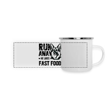 Run away, he likes fast food - Panoramic Camper Mug - white - Front
