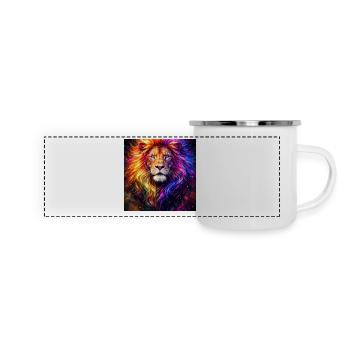 Lion Neon Portrait Couleur - Mug panoramique émaillé - blanc - Devant
