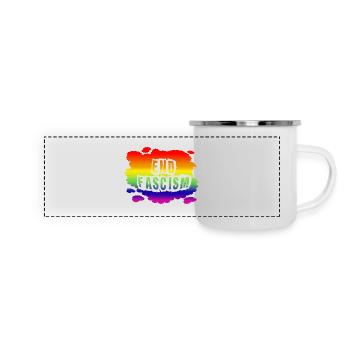 Stop AfD contre la droite, la démocratie, la diversité, la gauche - Mug panoramique émaillé - blanc - Devant
