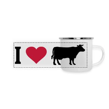 Cow Cows Heart I Love Farm Farmer Farmer Cattle - Panoramic Camper Mug - white - Front