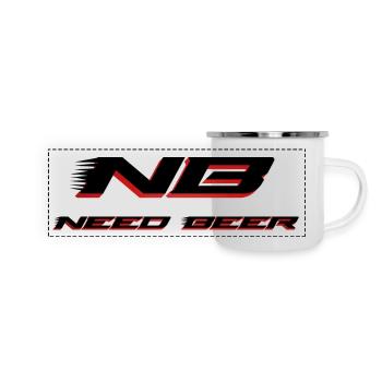 NB need beer brauche bier - Panorama Emaille-Tasse - Weiß - Vorne