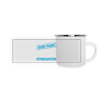 Rettungssanitäter, Notruf 112 Keine Panik - Panorama Emaille-Tasse - Weiß - Vorne