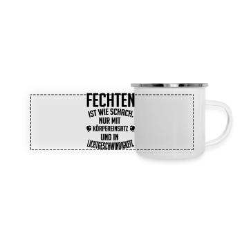 Fechten ist wie Schach - Panorama Emaille-Tasse - Weiß - Vorne