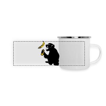 affe sprüht banane - Panorama Emaille-Tasse - Weiß - Vorne