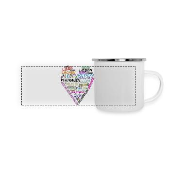 Herz Text - Panorama Emaille-Tasse - Weiß - Vorne