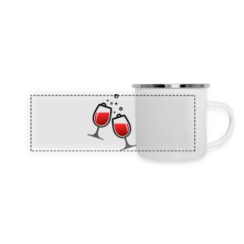 Zwei Weingläser - Panorama Emaille-Tasse - Weiß - Vorne