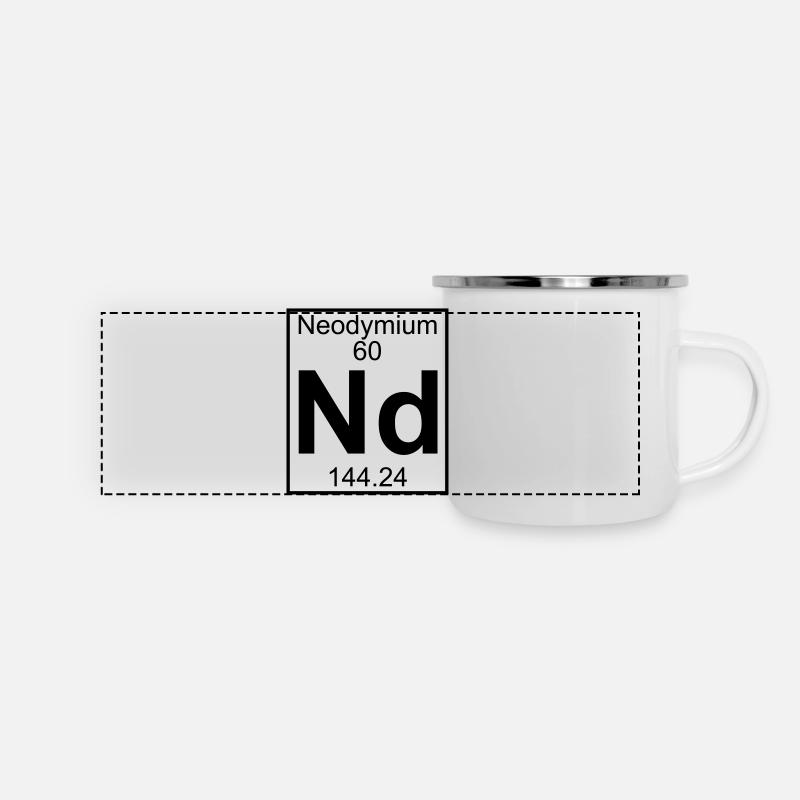 Element 060 - Nd (neodymium) - Full - Panorama Emaille-Tasse - Weiß