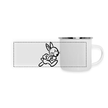 Laufender Hase - Panorama Emaille-Tasse - Weiß - Vorne