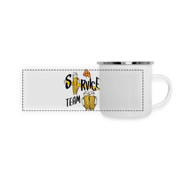 Service Team Bier - Panorama Emaille-Tasse - Weiß - Vorne
