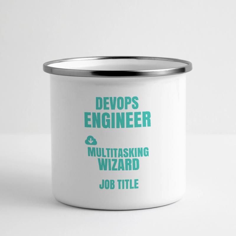 DevOps Engineer Multitasking-Assistent Panorama Emaille-Tasse