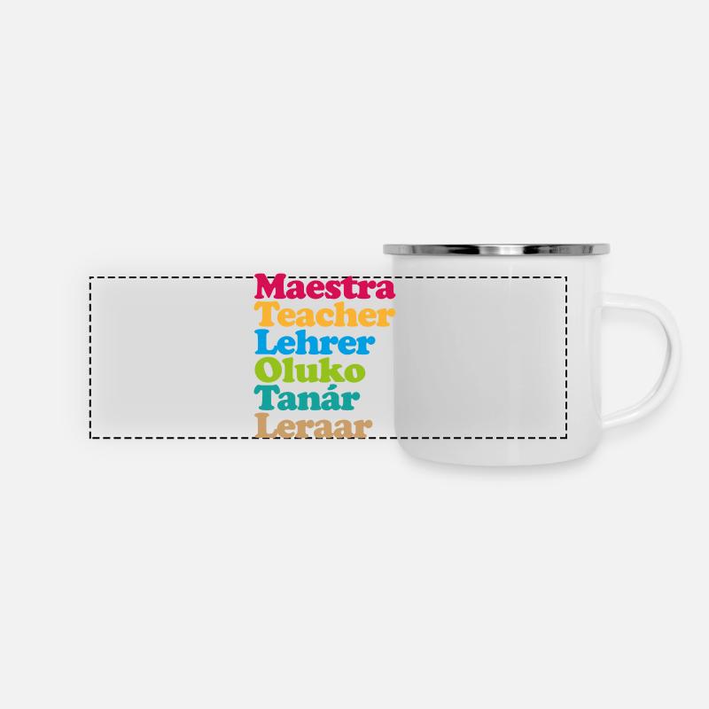 Lehrer - Panorama Emaille-Tasse - Weiß
