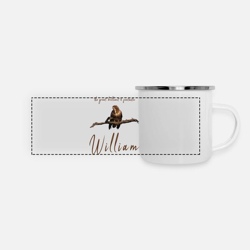 William Willi Geburtstag William - Panorama Emaille-Tasse - Weiß