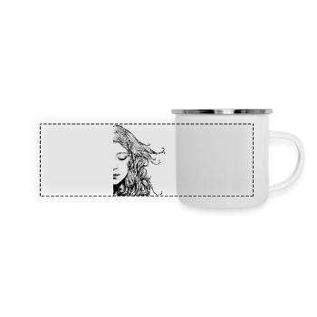 Träumerin - Panorama Emaille-Tasse - Weiß - Vorne