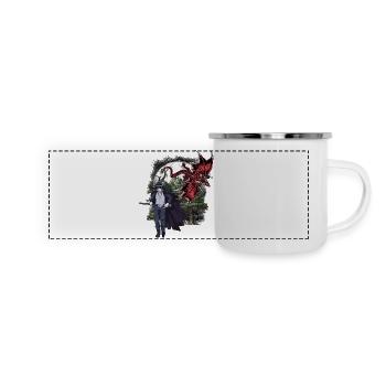 Dragon, Créature Mythique, Fantaisie, Épéiste, Conte de fées - Mug panoramique émaillé - blanc - Devant