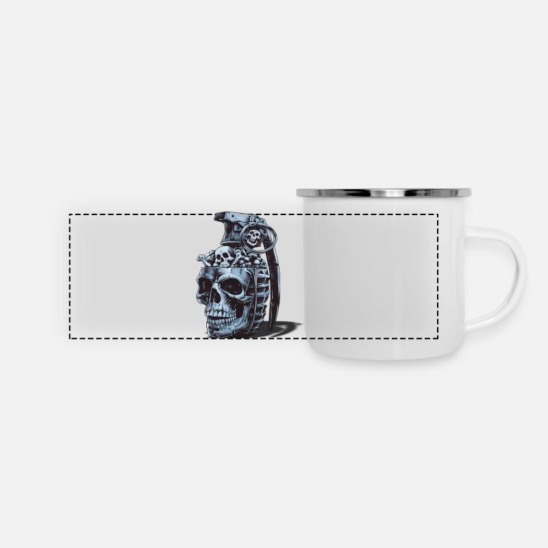 Design der Skelettgranate - Panorama Emaille-Tasse - Weiß