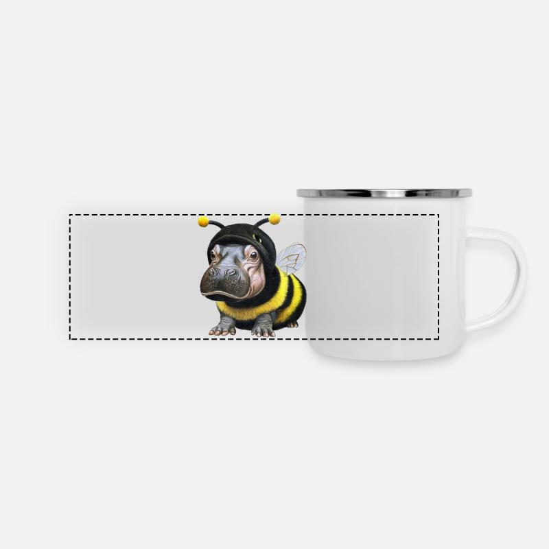 Abeille hippopotame 1 - Mug panoramique émaillé - blanc