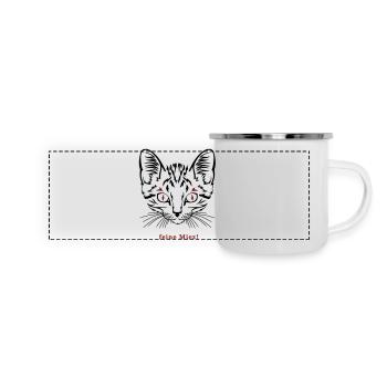 Katze, feine Miez - Panorama Emaille-Tasse - Weiß - Vorne