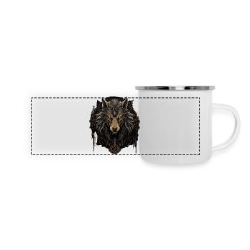 Wikinger Wolf Odins Wölfe Viking Valhalla - Panorama Emaille-Tasse - Weiß - Vorne