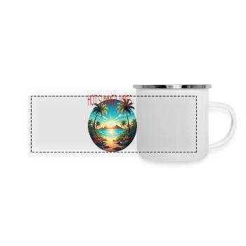 hot summer vibes - Panorama Emaille-Tasse - Weiß - Vorne
