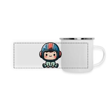 Biker Babyhelm - Panorama Emaille-Tasse - Weiß - Vorne