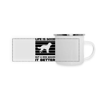 hund life is good - Panorama Emaille-Tasse - Weiß - Vorne