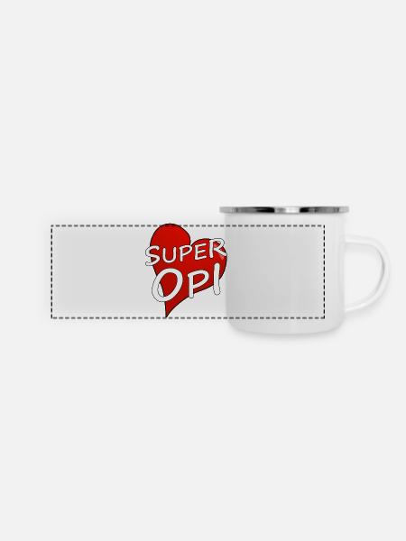 SUPER OPI - Panorama Emaille-Tasse - Weiß