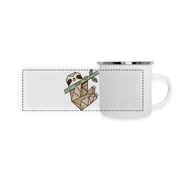 Origami Sloth – Minimaliste et décontracté - Mug panoramique émaillé - blanc - Devant