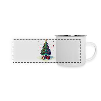 8 Bit Weihnachtsbaum - Panorama Emaille-Tasse - Weiß - Vorne
