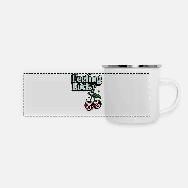 Lucky Cherries Feeling Lucky Luck in a retro look - Panoramic Camper Mug - white