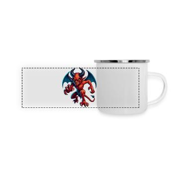 Satan rennt - Panorama Emaille-Tasse - Weiß - Vorne