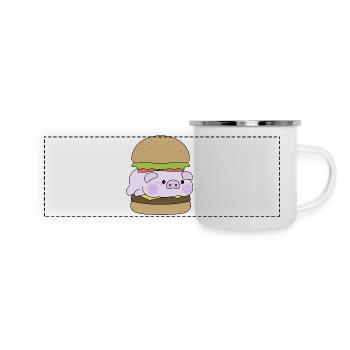 funny pig hamburger food humor - Panoramic Camper Mug - white - Front