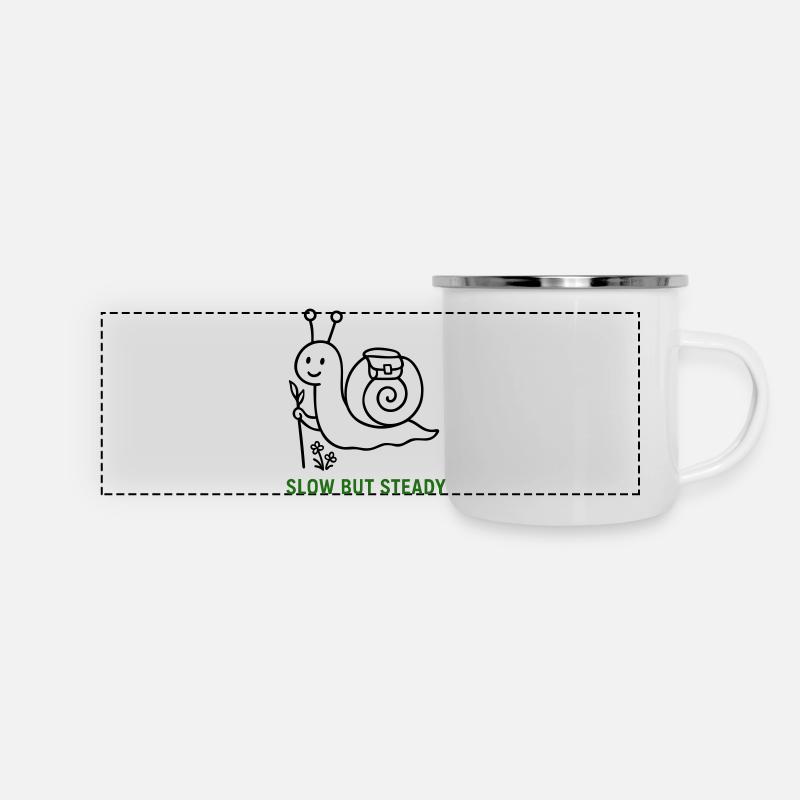 Escargot lent mais régulier - Mug panoramique émaillé - blanc