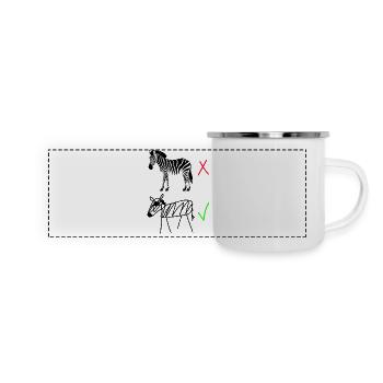 Zebra Contrast - Haute qualité vs zèbre dessiné à la main - Mug panoramique émaillé - blanc - Devant