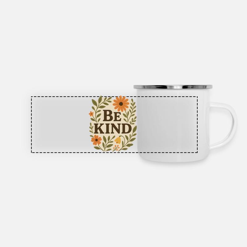 Fleur gentille Message Soyez gentil - Mug panoramique émaillé - blanc