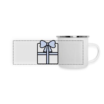 Elegante Geschenkbox mit Band - Panorama Emaille-Tasse - Weiß - Vorne