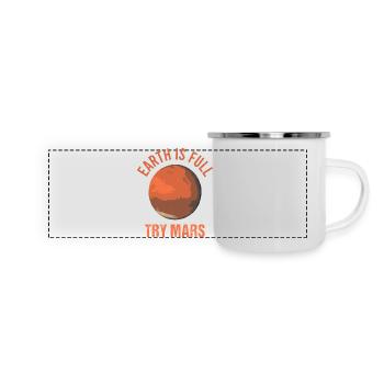 Mars planète espace fusée vintage - Mug panoramique émaillé - blanc - Devant