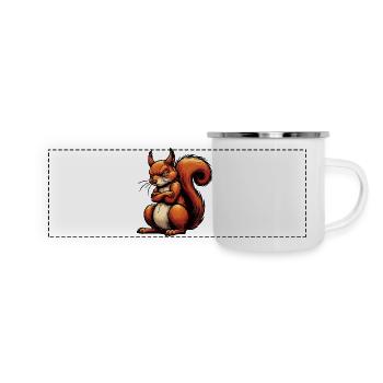 Eichhörnchen Eichhorn Eichhörnchenliebhaber Nager - Panorama Emaille-Tasse - Weiß - Vorne