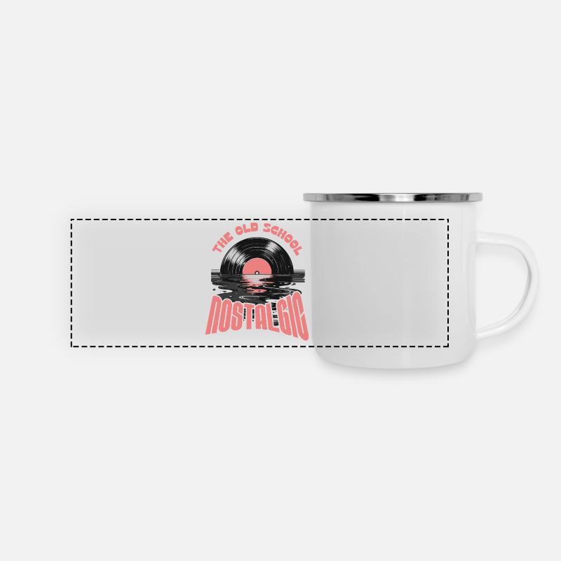 Design en vinyle nostalgique de la vieille école - Mug panoramique émaillé - blanc